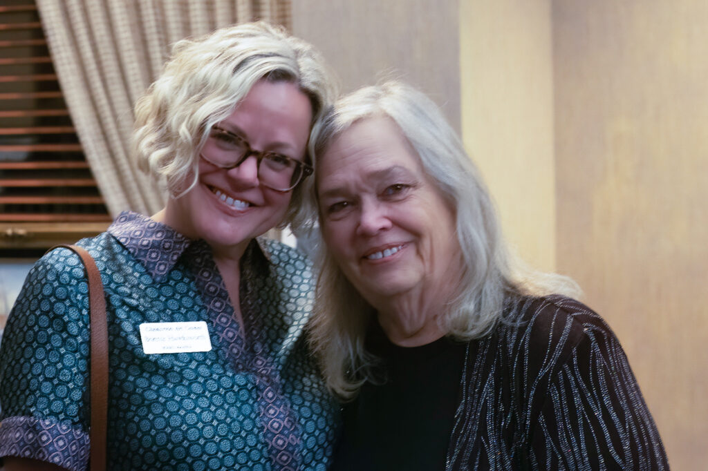 Chesterton Art Center board member Bonnie Hawksworth and board president Jane Delligatti at the organization's 2023 gala held at Sandcreek Country Club