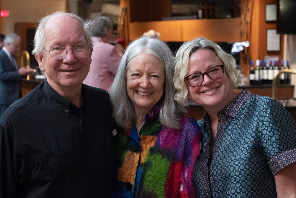 Tim, Suzy Vance, and Bonnie Hawksworth at Chesterton Art Center's 2023 gala, held at Sandcreek Country Club