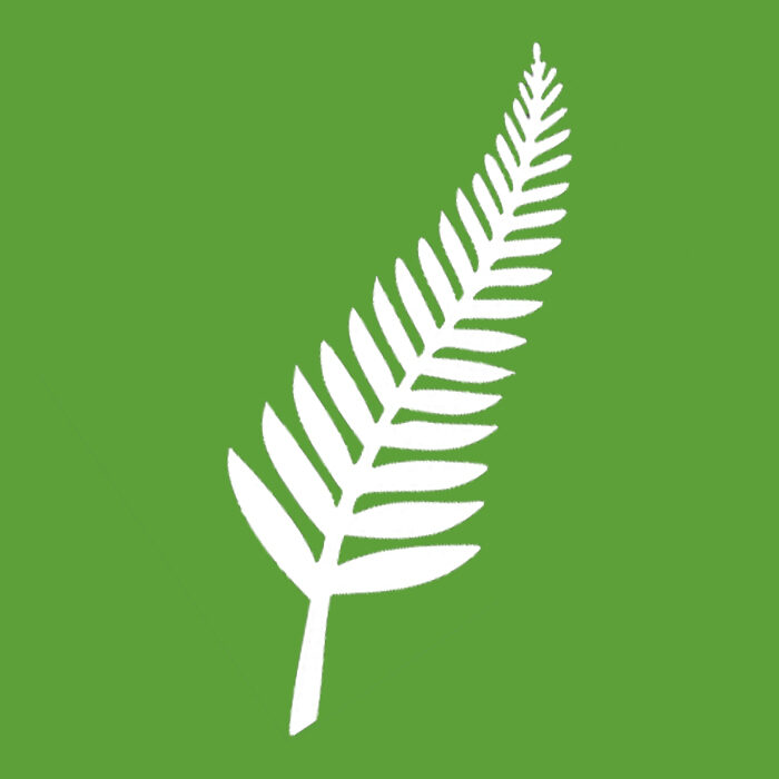 white fern icon on green background